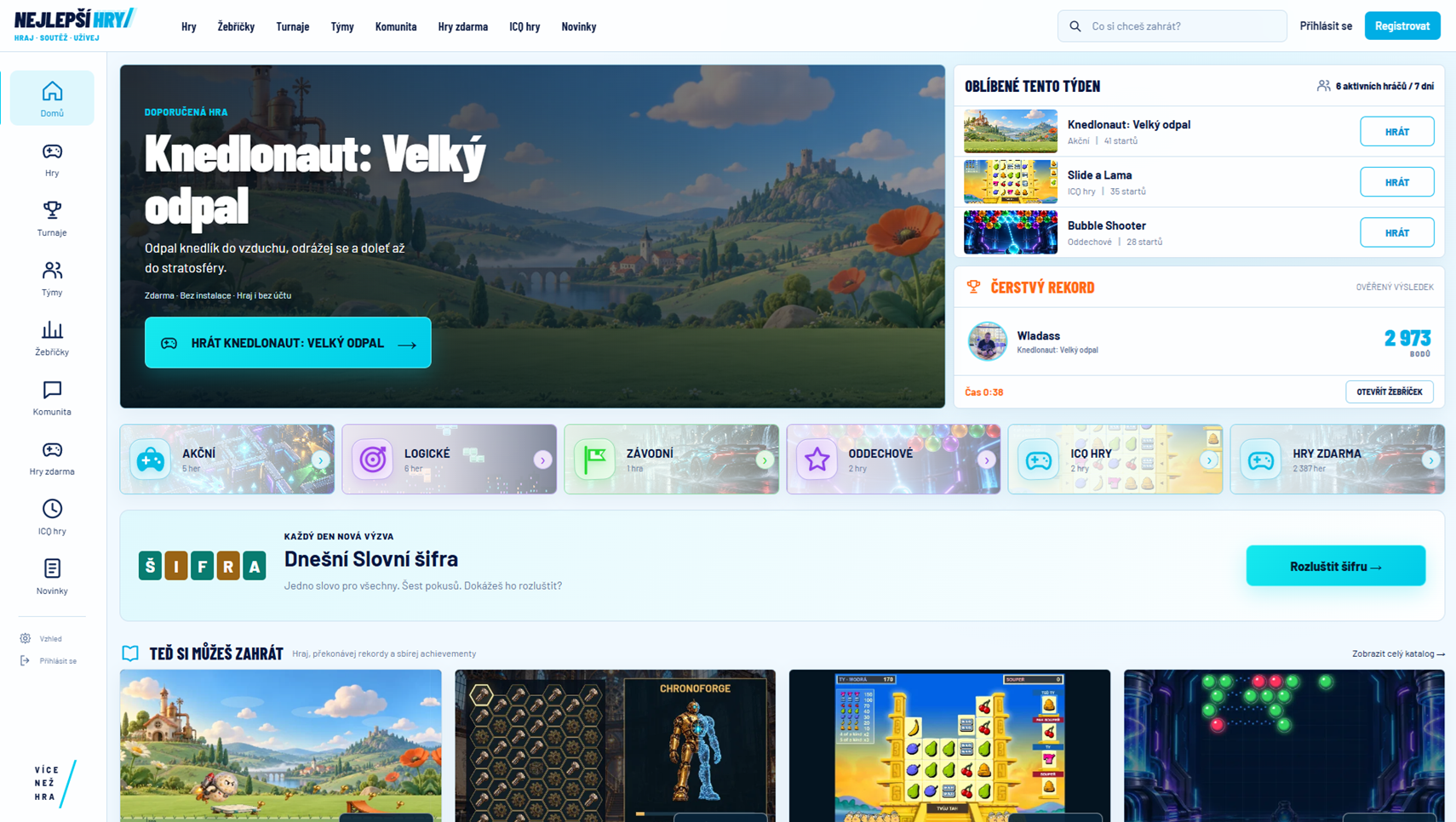 Ukázka projektu Nejlepší hry - online a zdarma